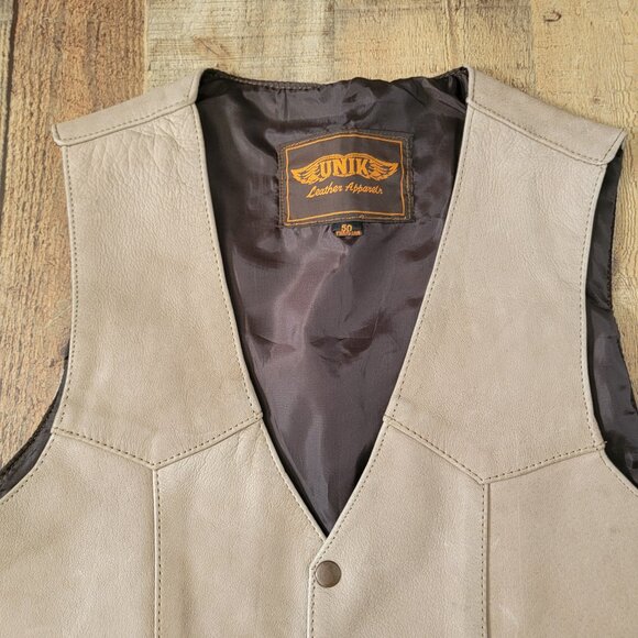 Unik Tan Leather Riding Vest - Picture 3 of 15